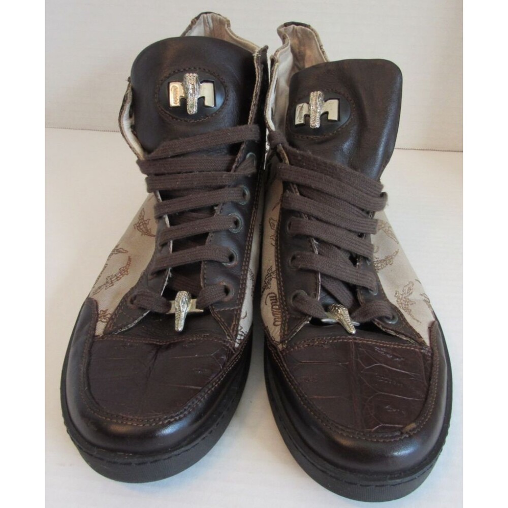 Mauri Brown Taupe Alligator Leather High Top Shoes 8835 Size 45 EU 11.5 US VTG